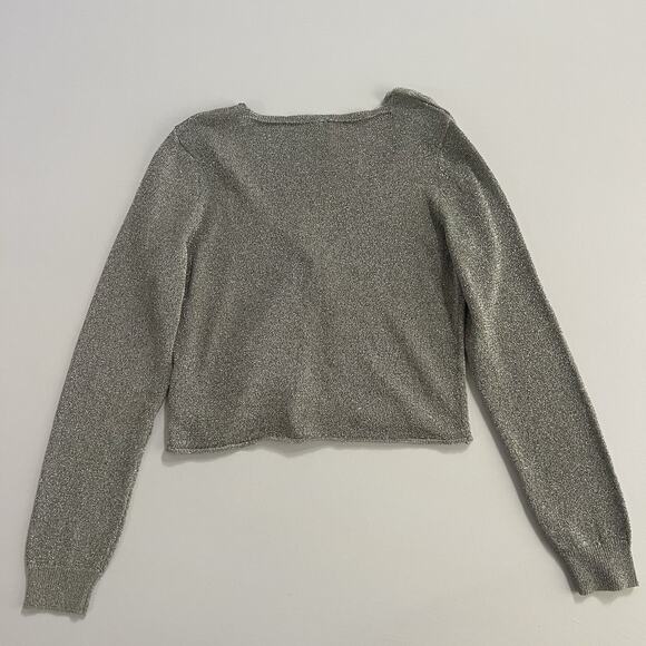 Women's Free People Emmaline Silver Sparkle Cardigan Sweater New - Picture 5 of 8